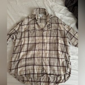 Old Navy Cream and Brown Flanel Shirt